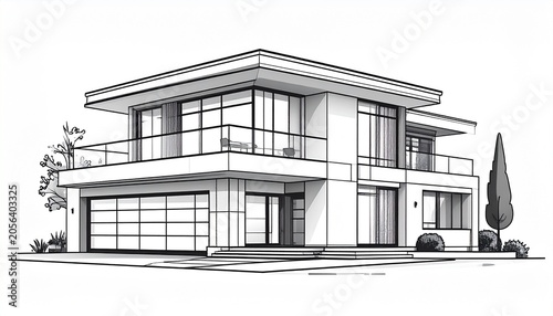 Elegant modern villa icon with architectural lines minimalist luxury home