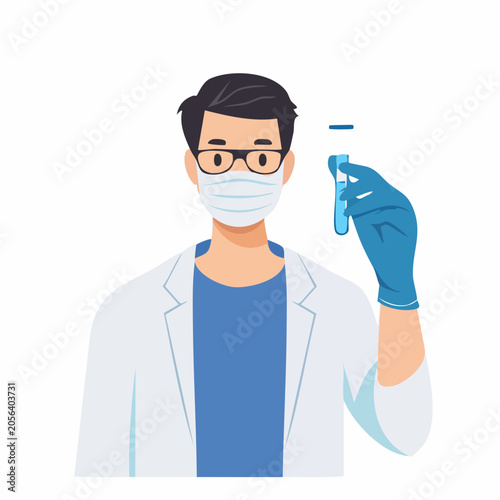 Scientist in Lab Coat Holding Test Tube