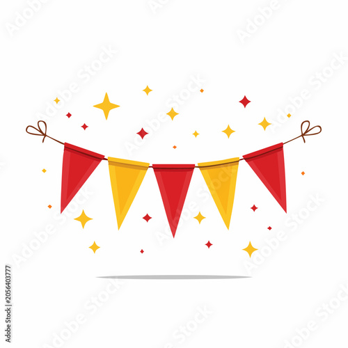 Red and Yellow Bunting Flags with Stars