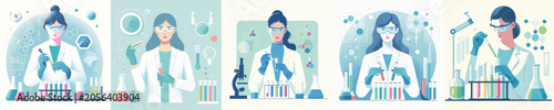 Konstfotografi Vector of a female scientist conducting a laboratory experiment