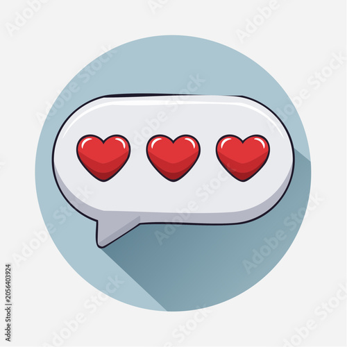 Speech Bubble with Three Red Hearts