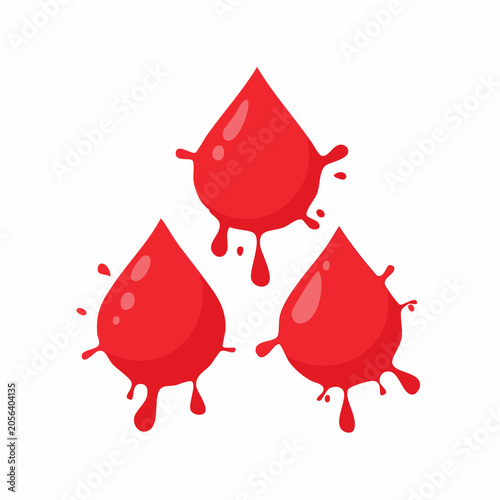 Three Red Blood Drops with Splashes