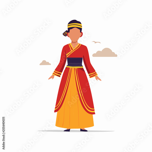 Woman in Traditional Mongolian Clothing