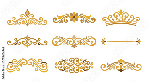 Bilde på lerret Golden ornamental dividers and royal filigree elements.