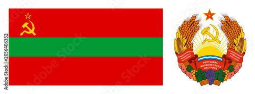 Εκτύπωση καμβά Flag and coat of arms of Transnistria Pridnestrovian Moldavian Republic