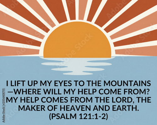 Foto Em inglês (Recomendado para maior alcance global):
Minimalist boho vector illustration of a rising sun over the sea with sunbeams in terracotta tones
