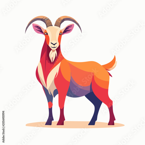 Colorful Geometric Goat Illustration