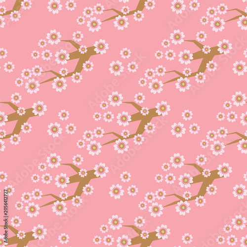  japanese modern seamless pattern flowers for vintage kimono, fabric, paper, wallpaper, cover	Vector  art background illustration