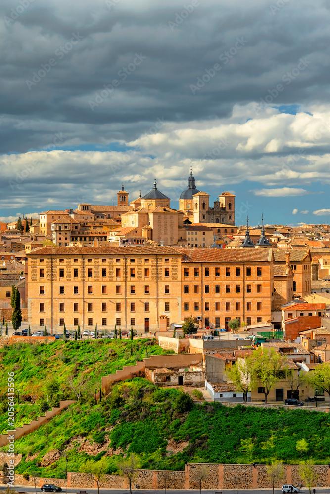 Fototapeta premium Spain. Toledo with Alcazar castle at sunset, Castilla-La Mancha. Summer tourism and travel 