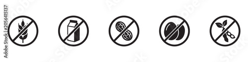 Bild auf Leinwand Allergen free food icon set