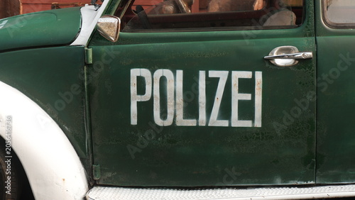Weathered White Vintage German Style Car Front View