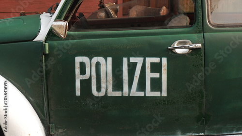 Weathered White Vintage German Style Car Front View
