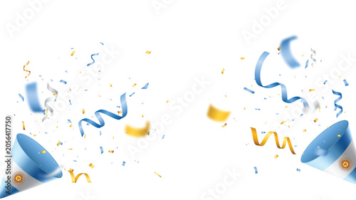 Foto Argentina flag color bursting party popper with blue and yellow confetti, for ce