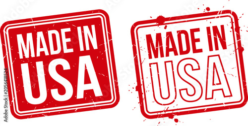 Grunge style made in usa red rubber stamps with american distressed manufacturing