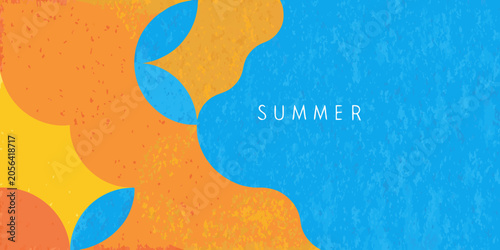 Foto Abstract wave pattern with summer text vibrant orange and blue tones
