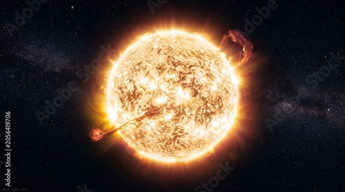 The sun with a solar flare.
