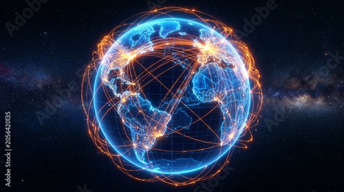 Global Network Connections Earth Map.