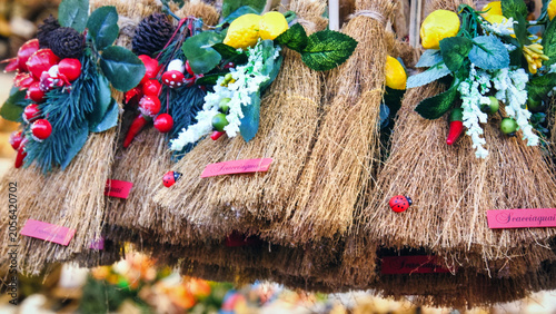 Canvastavla Macro View of Traditional Decorative Amulet Brooms Handcrafted Details