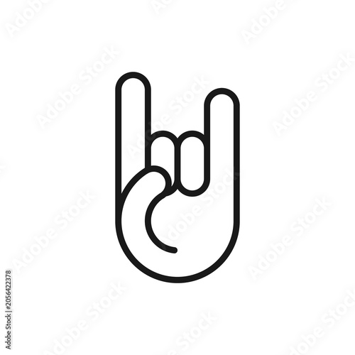 Rock on hand gesture symbol logo design vector, doodle illustration template
