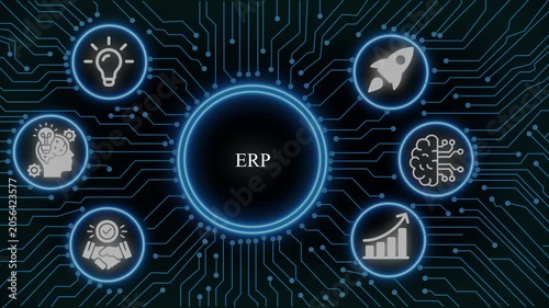 Erp enterprise resource planning system digital network concept