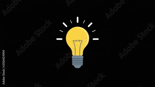 Glowing light bulb icon on black background