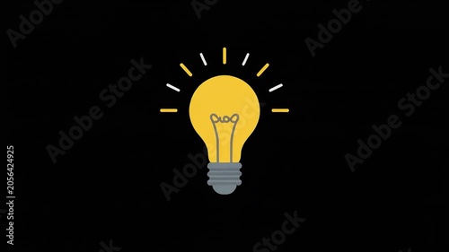 Glowing light bulb icon on black background