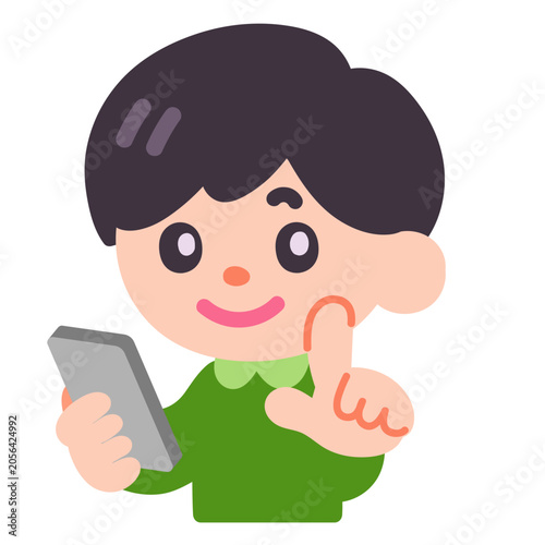 スマホを手にする少年