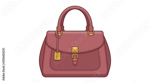 Konstfotografi Pink Handbag with Gold Hardware Details.