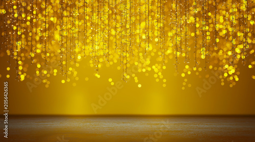 Golden bokeh lights curtain background