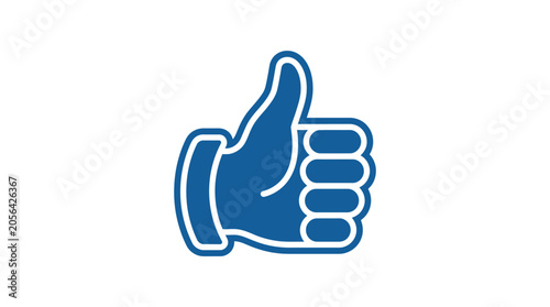 Blue thumbs up hand sign icon.