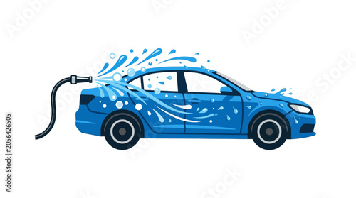 Tableau sur toile Blue car being refueled quickly.
