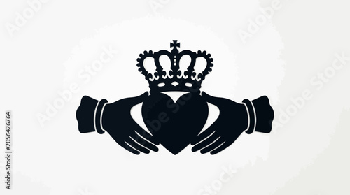 Black Irish Claddagh Heart Symbol Hands.