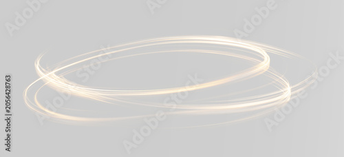 Bild auf Leinwand Golden luminous orbit swirl ring circular spiral glowing halo abstract motion en