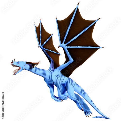 3D Rendering Fairy Tale Dragon on White