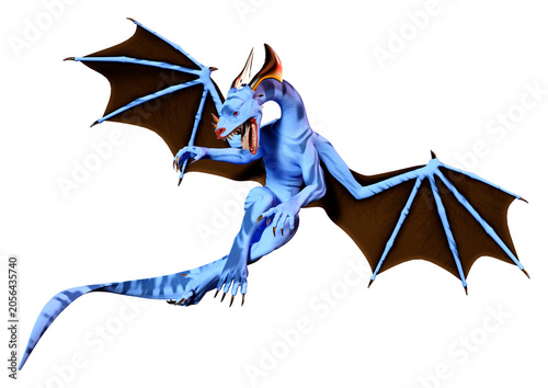 3D Rendering Fairy Tale Dragon on White