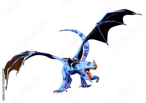 3D Rendering Fairy Tale Dragon on White