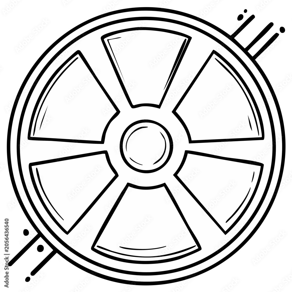 Obraz premium Abstract illustration of a round structure with spokes and lines