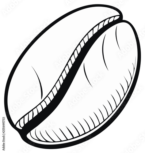 Single coffee bean line art drawing black and white vector illustration for cafe menu