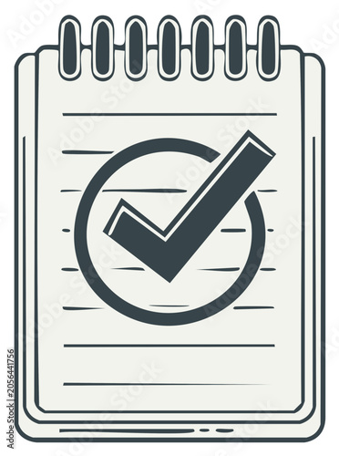 Hand Drawn Checklist With Bold Checkmark on Lined Paper Notepad