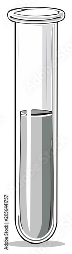 Laboratory test tube illustration filled with solution for science education materials or scientific medical research