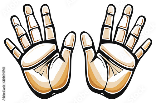 Two open hands displayed with fingers splayed outwards in a gesture of connection or greeting