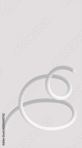 Abstract 3D White Ribbon Curve on Minimal Gray Background	