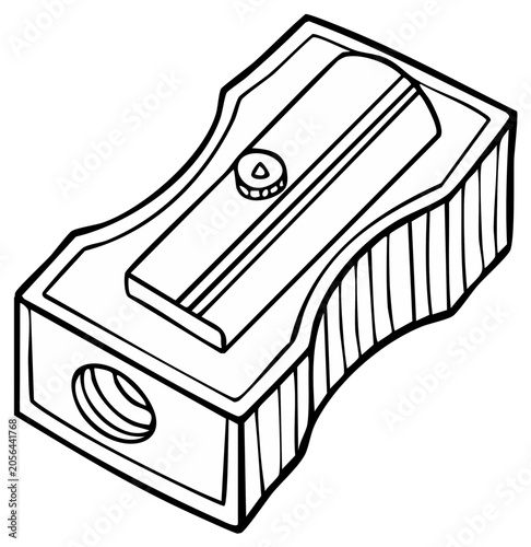 Black and white illustration of a pencil sharpener.