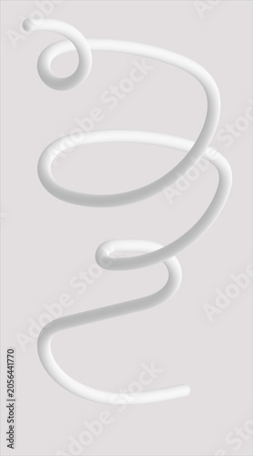 Abstract 3D White Ribbon Curve on Minimal Gray Background	
