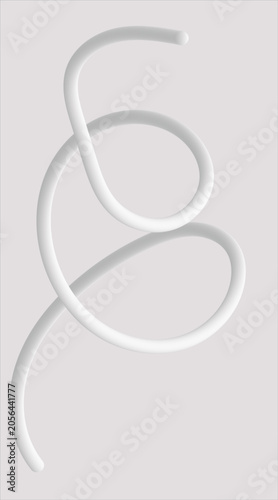 Abstract 3D White Ribbon Curve on Minimal Gray Background	