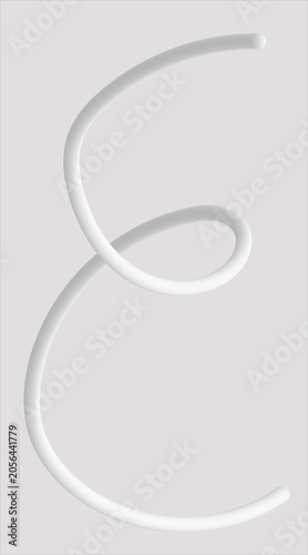 Abstract 3D White Ribbon Curve on Minimal Gray Background	