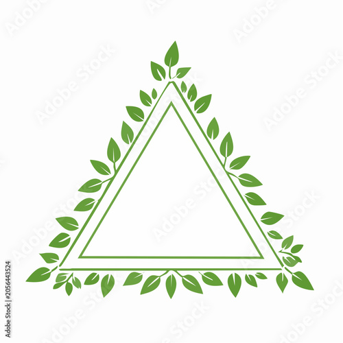 Green Triangle Frame with Leaves