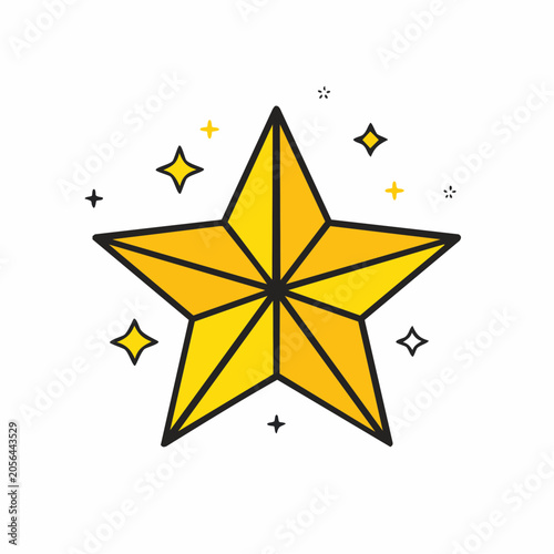 Golden Star Icon with Sparkles