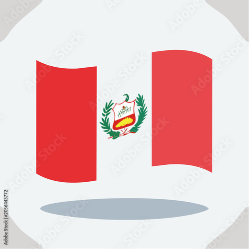 Waving Flag of Peru with Coat of Arms