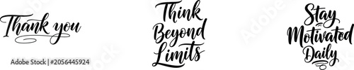 Foto Elegant typography quotes 'thank you' 'think beyond limits' 'stay motivated'
